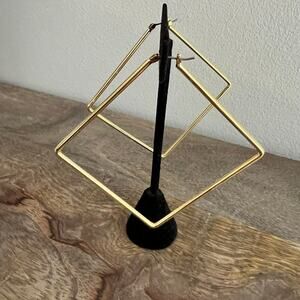 Gold tone square geometric large hoop earrings